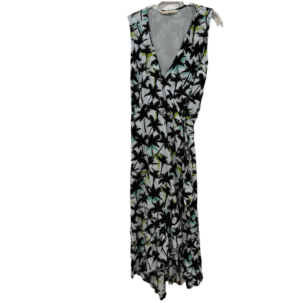 WAYWARD FANCIES ESHAKTI‎ Black Green FLORAL WRAP MAXI DRESS Small 6